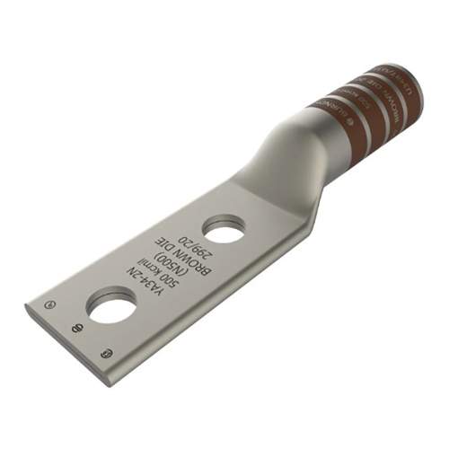 ZAPATA TERMINAL DE COBRE 2 BARRENOS CAL. 500 OJILLO 1/2"